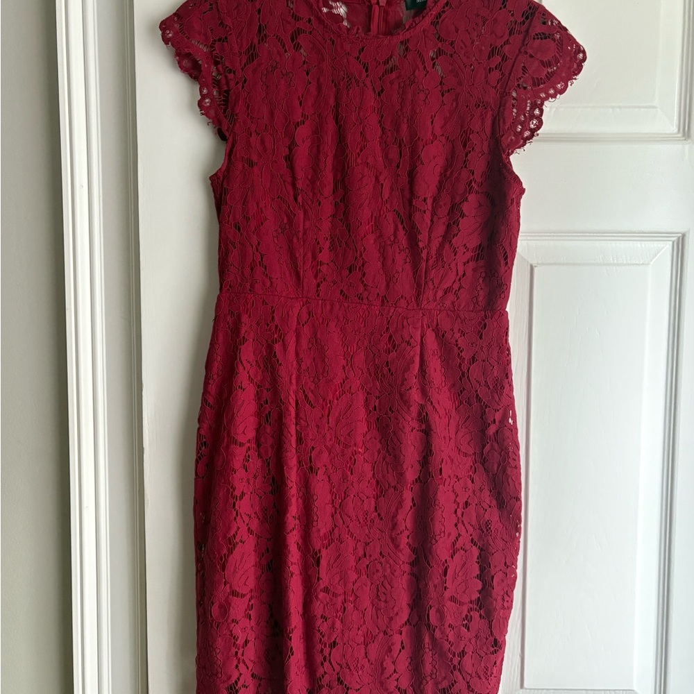 Elegant Lace Dress in Rich Red